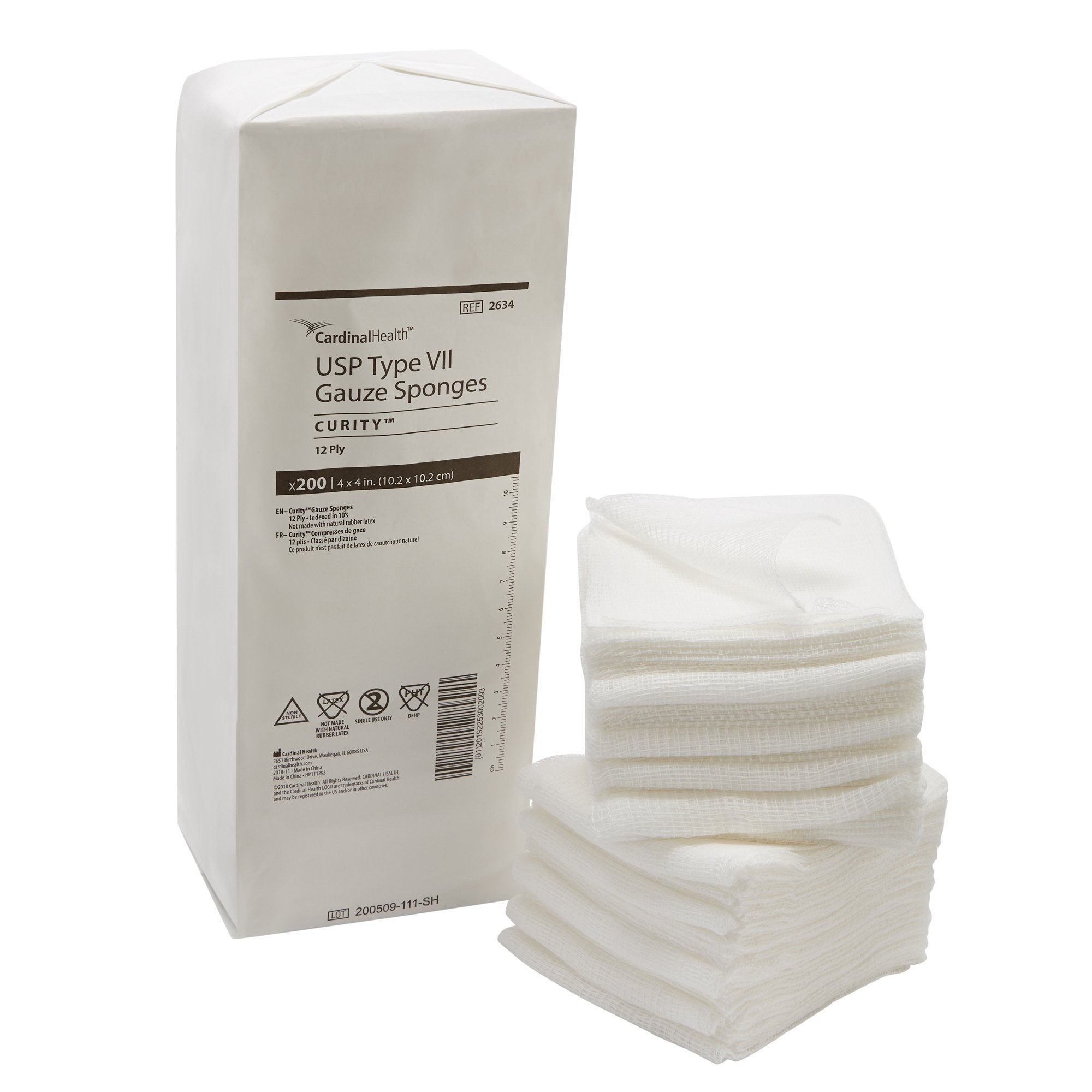 Gauze Sponge Curity 4 X 4 Inch 12 Ply NonSterile 200 per Pack