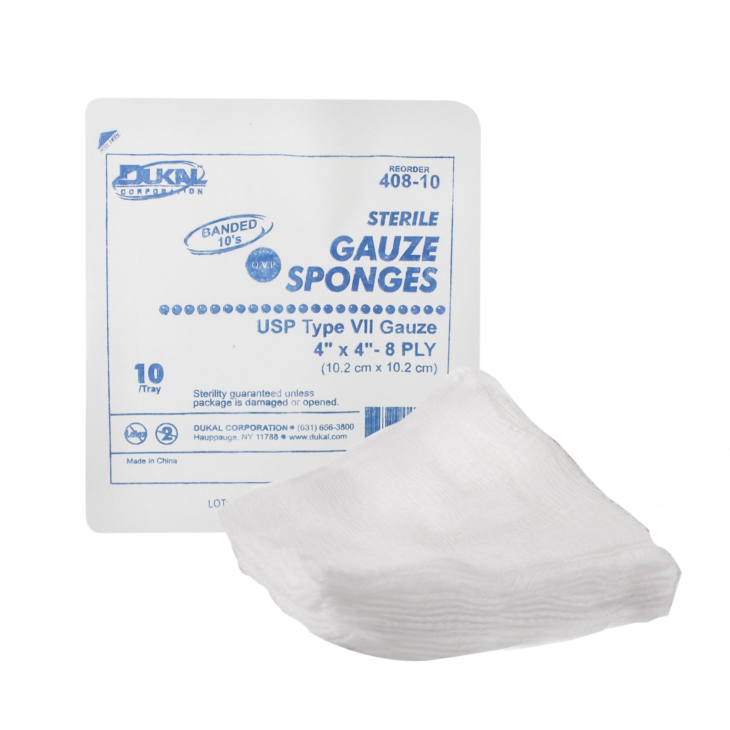 Gauze Sponge Dukal 4 X 4 Inch 8 Ply Sterile 10 per Tray