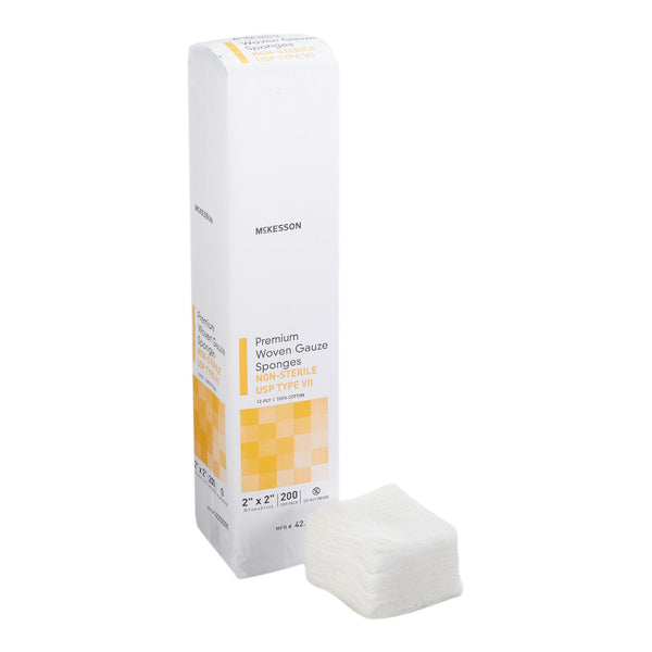 Gauze Sponge McKesson 2 X 2 Inch 12 Ply NonSterile 200 per Pack