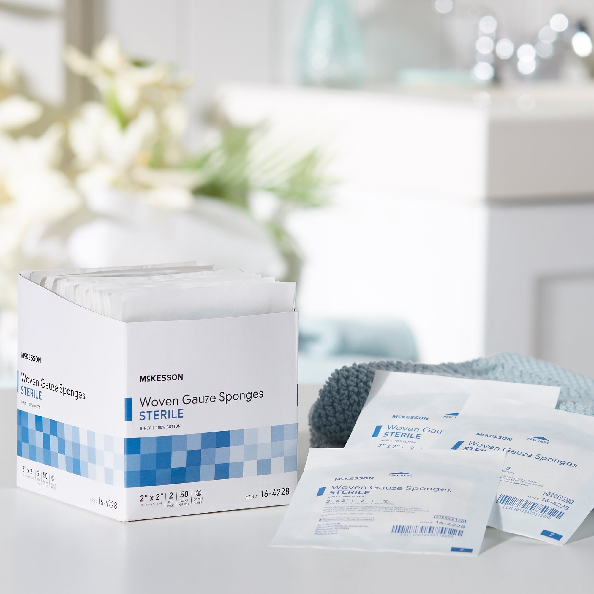 gauze sponge mckesson 2 x 2 inch 8 ply sterile 2 per pack packaging type box