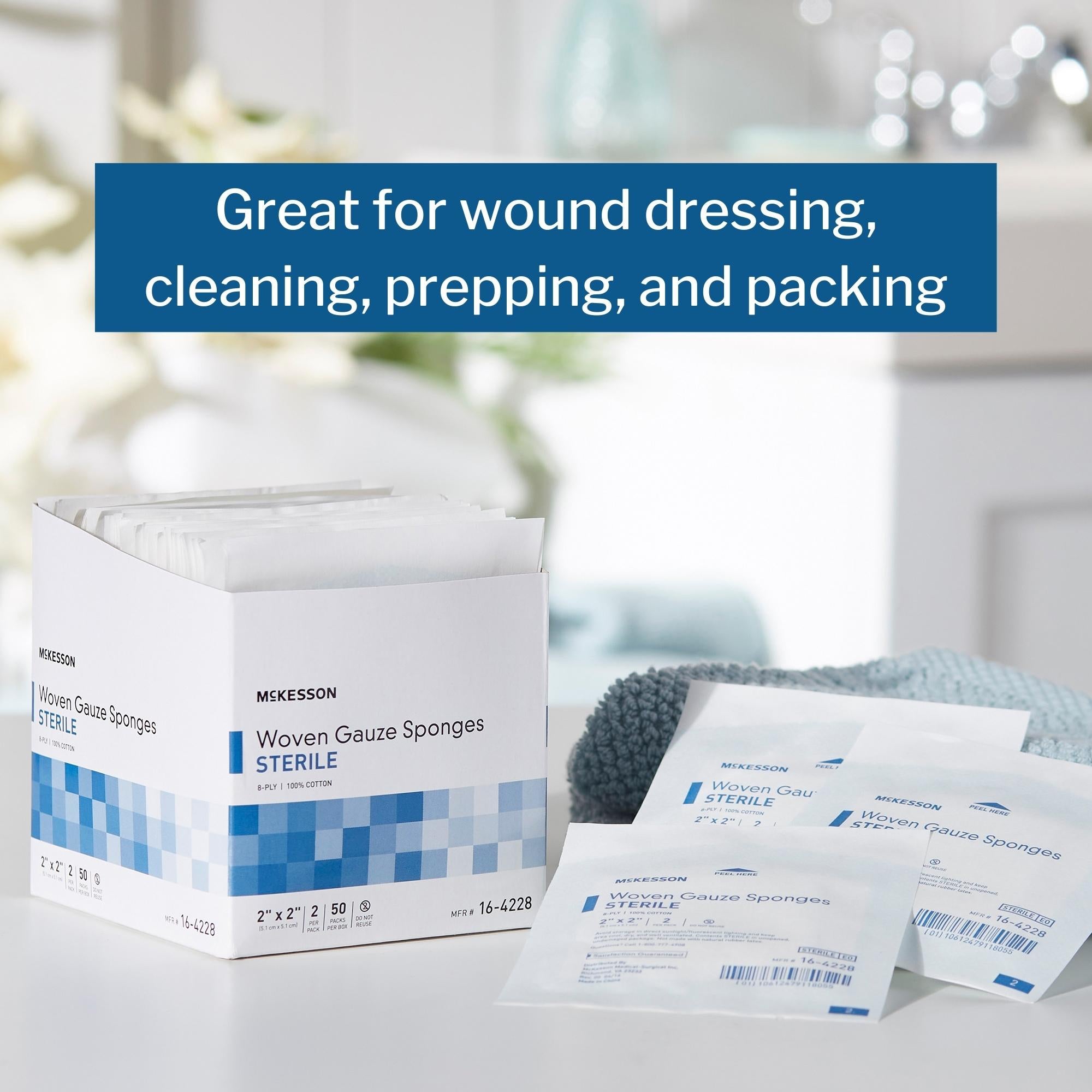 gauze sponge mckesson 2 x 2 inch 8 ply sterile 2 per pack packaging type box
