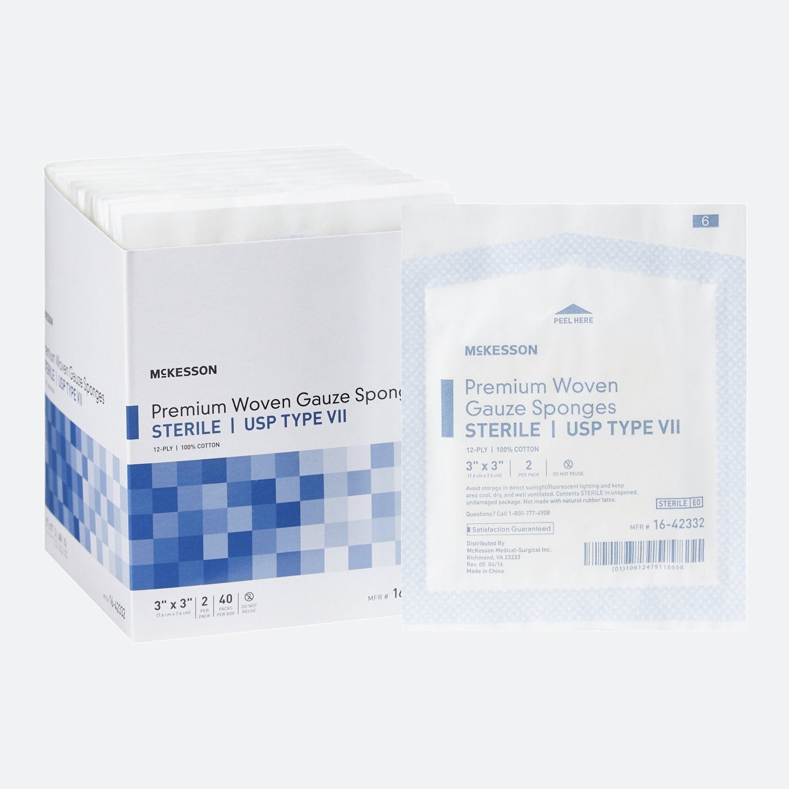 Gauze Sponge McKesson 3 X 3 Inch 12 Ply Sterile 2 per Pack