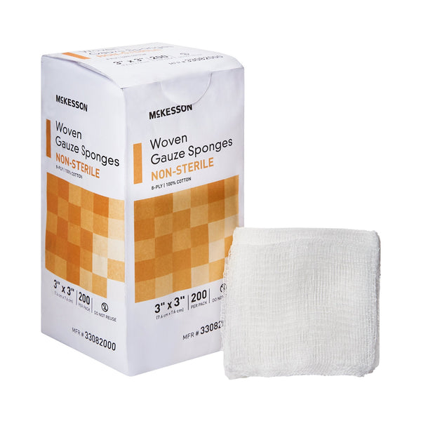 Gauze Sponge McKesson 3 X 3 Inch 8 Ply NonSterile 200 per Pack