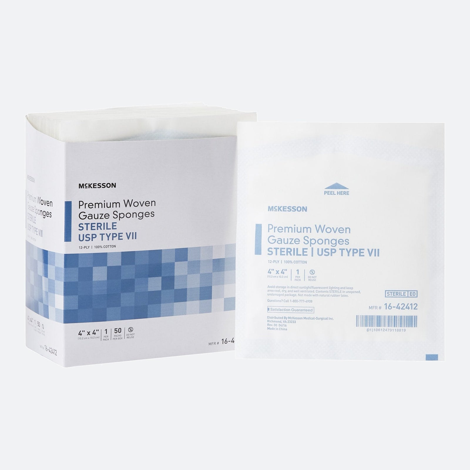 Gauze Sponge McKesson 4 X 4 Inch 12 Ply Sterile 1 per Pack