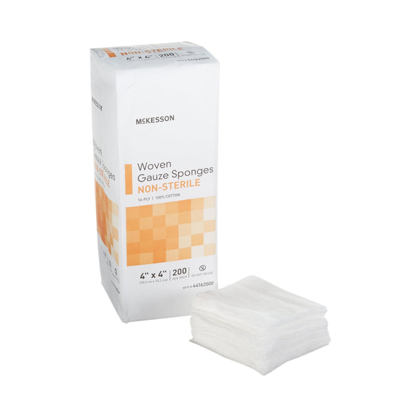 Gauze Sponge McKesson 4 X 4 Inch 16 Ply NonSterile 200 per Pack