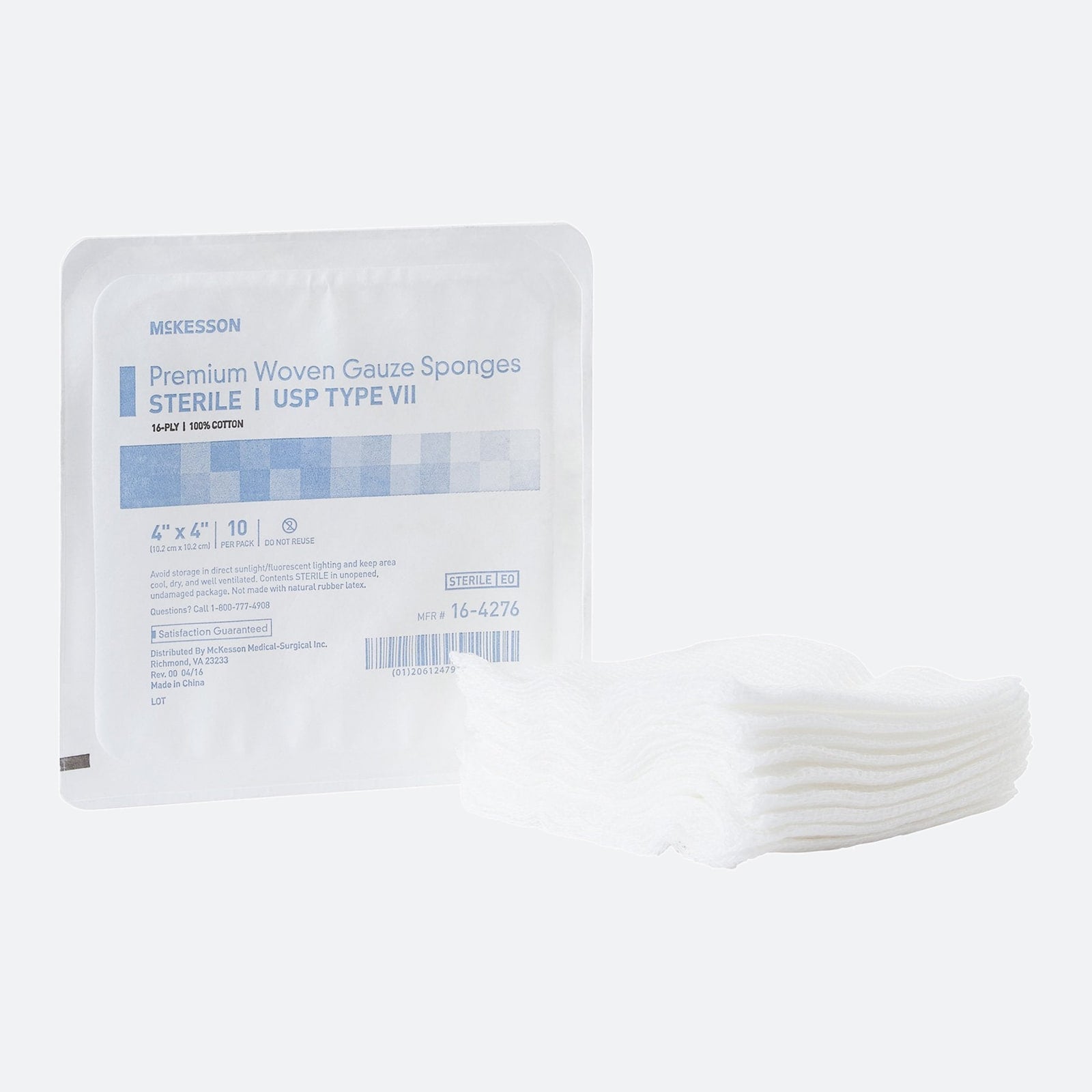 Gauze Sponge McKesson 4 X 4 Inch 16 Ply Sterile 10 per Tray
