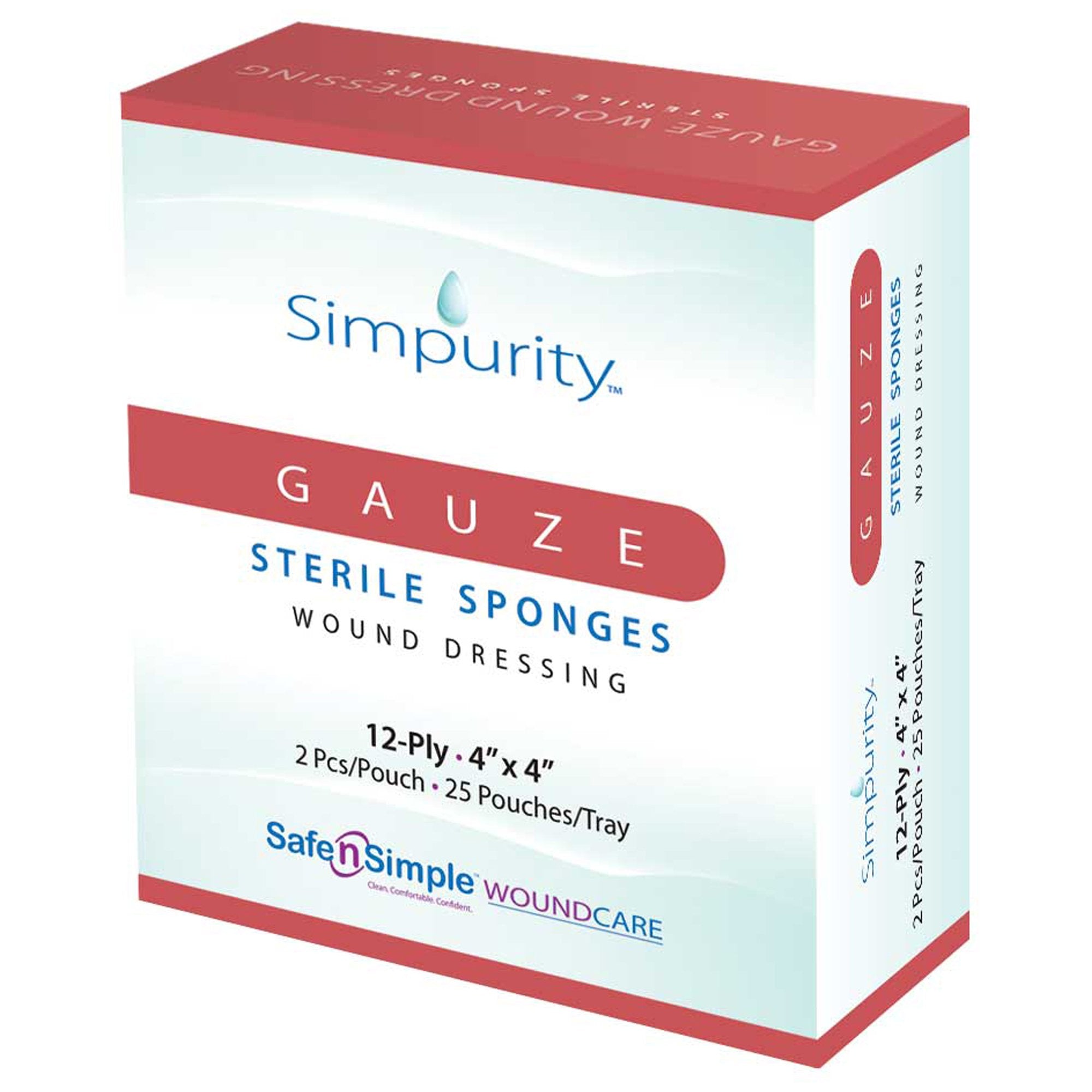 Gauze Sponge Simpurity 4 X 4 Inch Cotton Square White Sterile