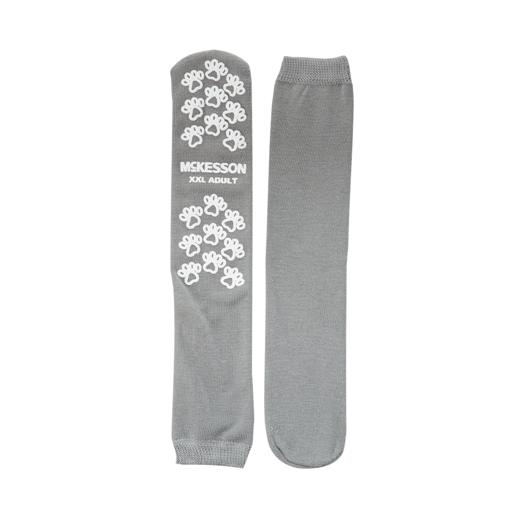 Slipper Socks McKesson Terries Unisex Adult 2X-Large Single Tread Single Patient Use Gray, Packaging Type- Case