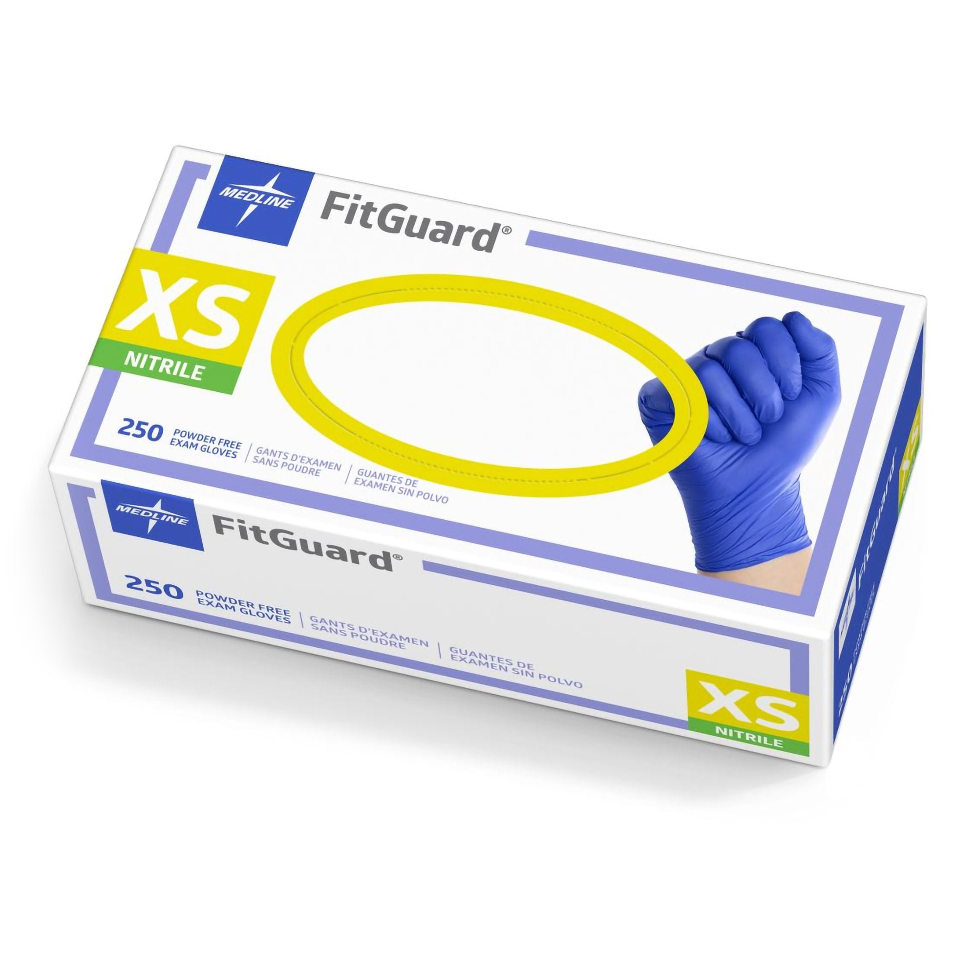 Exam Glove FitGuard X-Small NonSterile Nitrile Standard Cuff Length Textured Fingertips Blue Chemo Tested, Packaging Type- Box