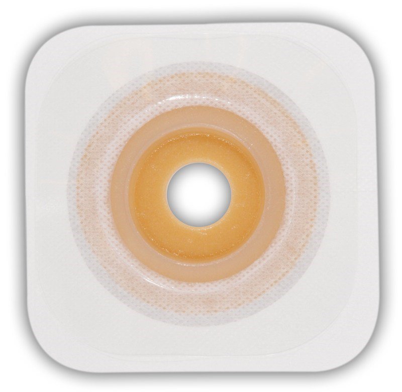 Ostomy Barrier Esteem synergy Trim to Fit, Extended Wear Durahesive Adhesive 100 mm Flange Hydrocolloid 7/8 to 1-1/4 Inch Opening 4 X 4 Inch