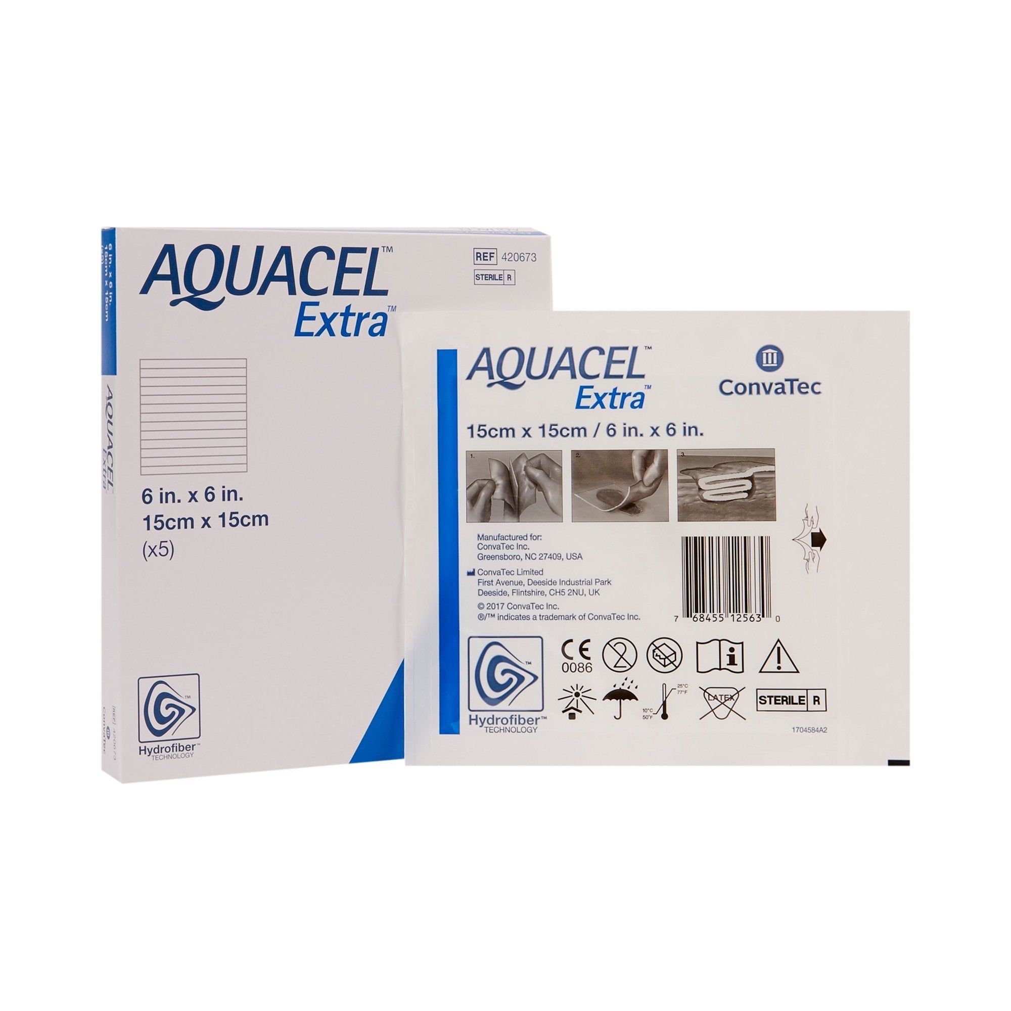 Gelling Fiber Wound Dressing Aquacel Extra 6 X 6 Inch Square Sterile