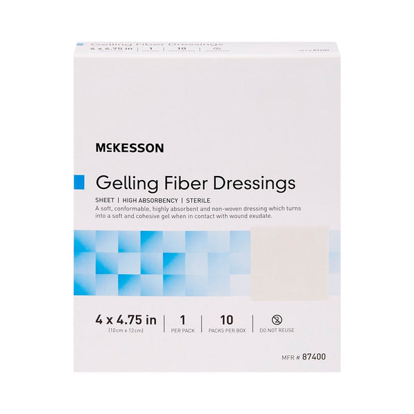 Gelling Fiber Wound Dressing McKesson 4 X 4 3/4 Inch Rectangle Sterile