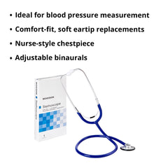general exam stethoscope mckesson royal blue 1 tube 21 inch tube single sided chestpiece packaging type each