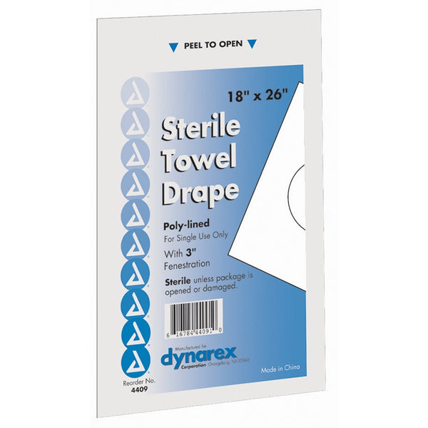 General Purpose Drape Dynarex Poly Lined Towel Drape 18 W X 26 L Inch Sterile