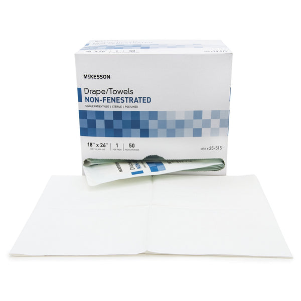 General Purpose Drape McKesson Poly Lined Towel Drape 18 W X 26 L Inch Sterile