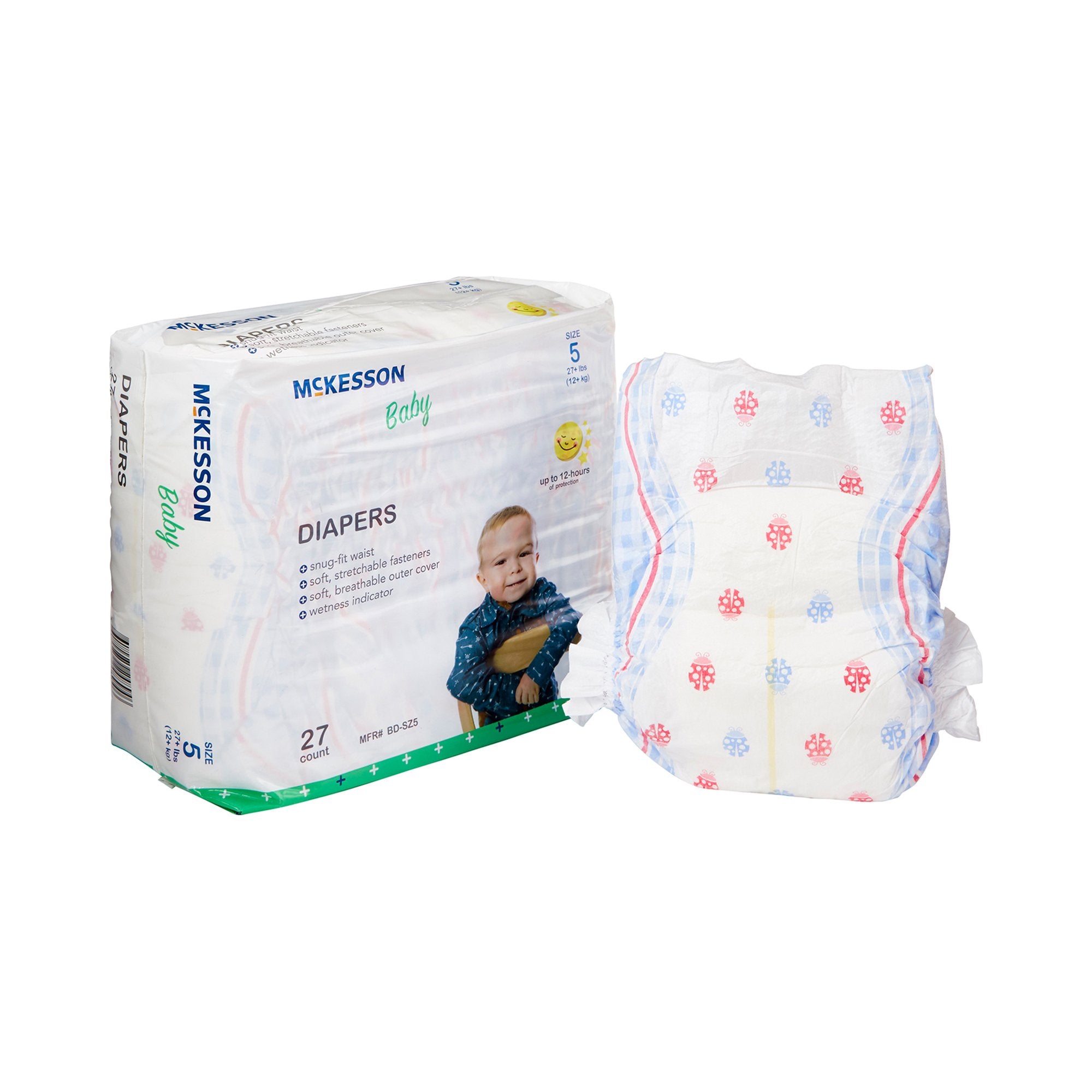 Unisex Baby Diaper McKesson Size 5 Disposable Heavy Absorbency, Packaging Type - Bag