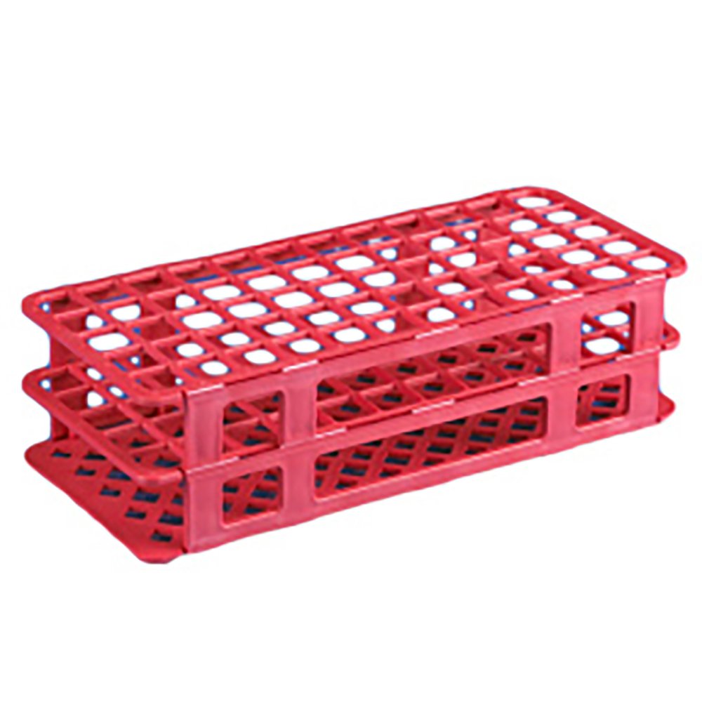 Stacking Test Tube Rack Globe Scientific 456500 Series 60 Place 15 to 17 mm Tube Size Red 2 4/5 X 4 1/8 X 9 3/5 Inch