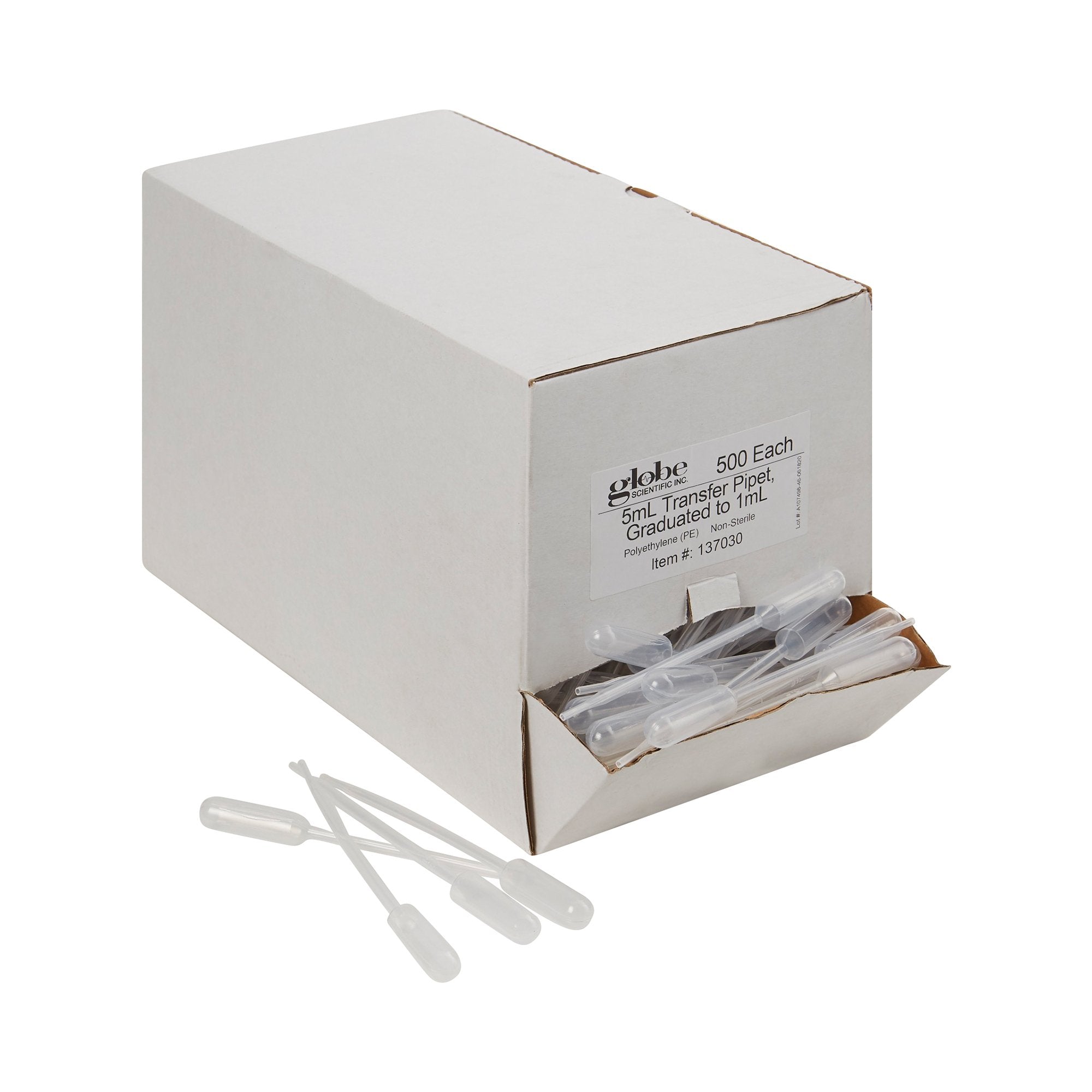 Globe Scientific Transfer Pipette 5 mL 0.25 mL Graduation Increments NonSterile