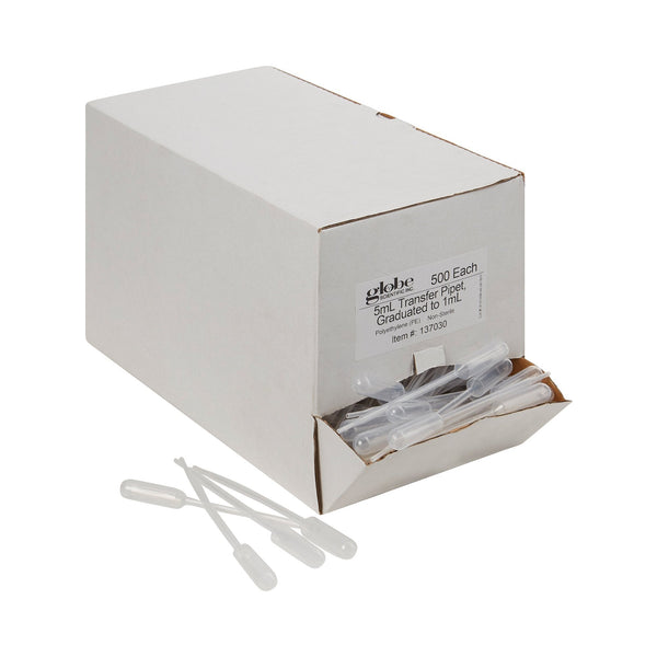 Globe Scientific Transfer Pipette 5 mL 0.25 mL Graduation Increments NonSterile