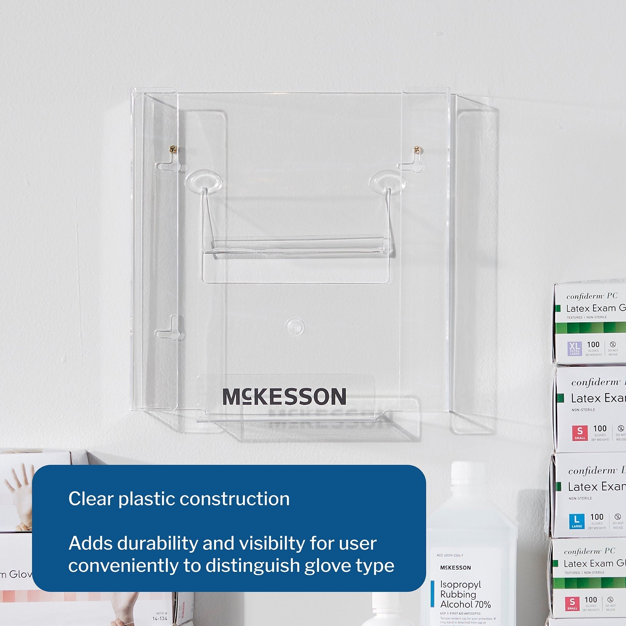 glove box holder mckesson horizontal or vertical mounted 2 box capacity clear 4 x 10 x 10 3 4 inch plastic packaging type case