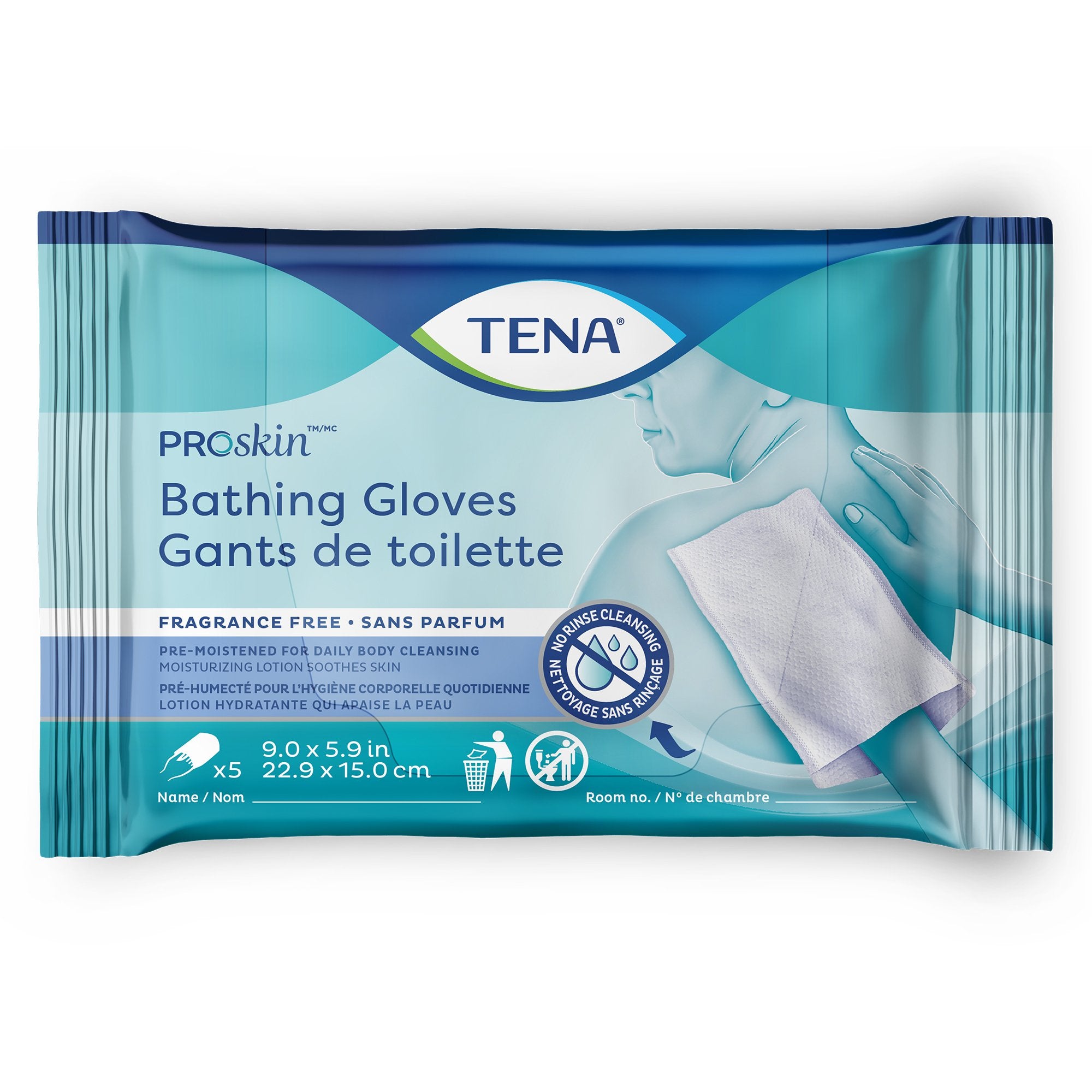 Rinse-Free Bathing Glove Wipe TENA® ProSkin™ Soft Pack Unscented 5 Count