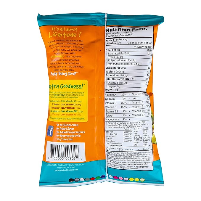 good health sea salt veggie straws case of 10 6 25 oz