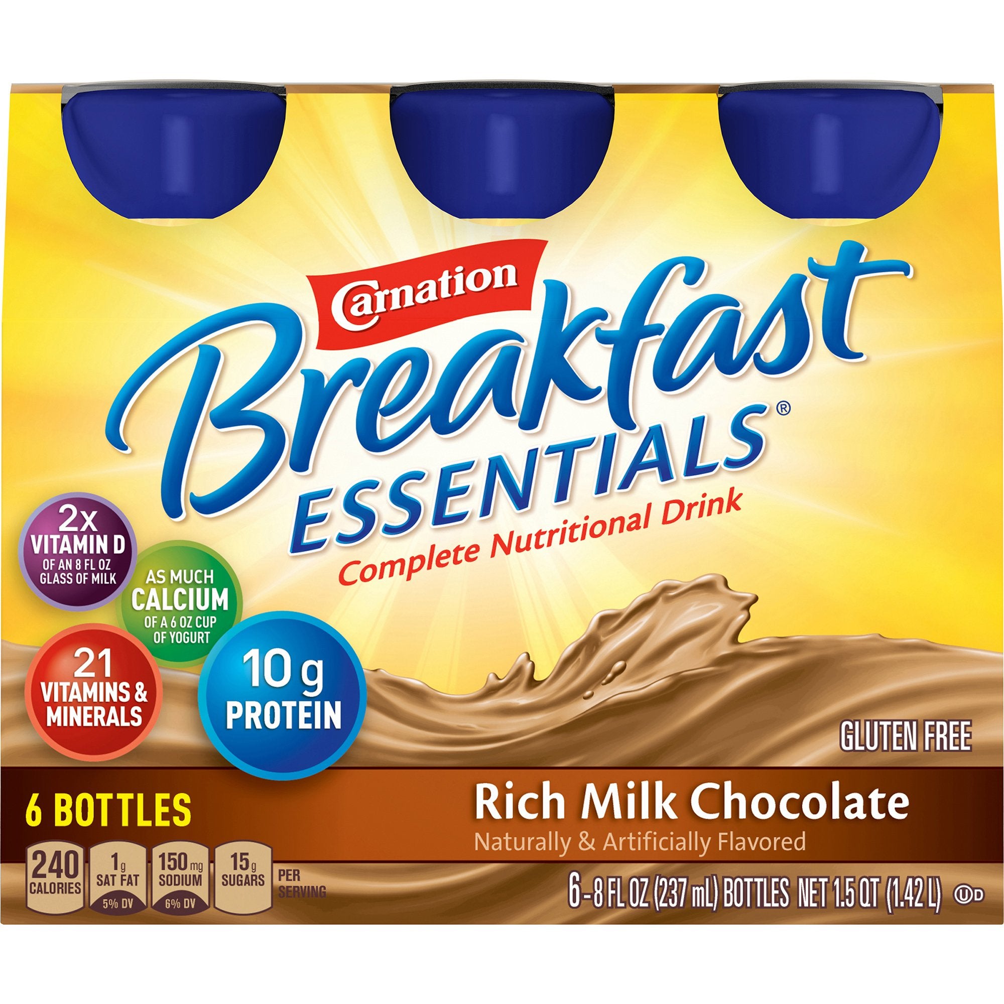 Oral Supplement Carnation Breakfast Essentials Rich Milk Chocolate Flavor Liquid 8 oz. Bottle, Packaging Type- Case