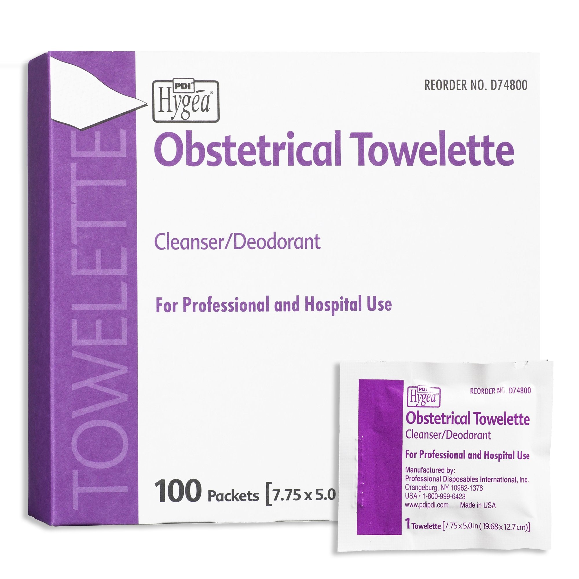 Obstetrical Cleansing Towelette Hygea Individual Packet Scented 100 Count, Packaging Type- Box