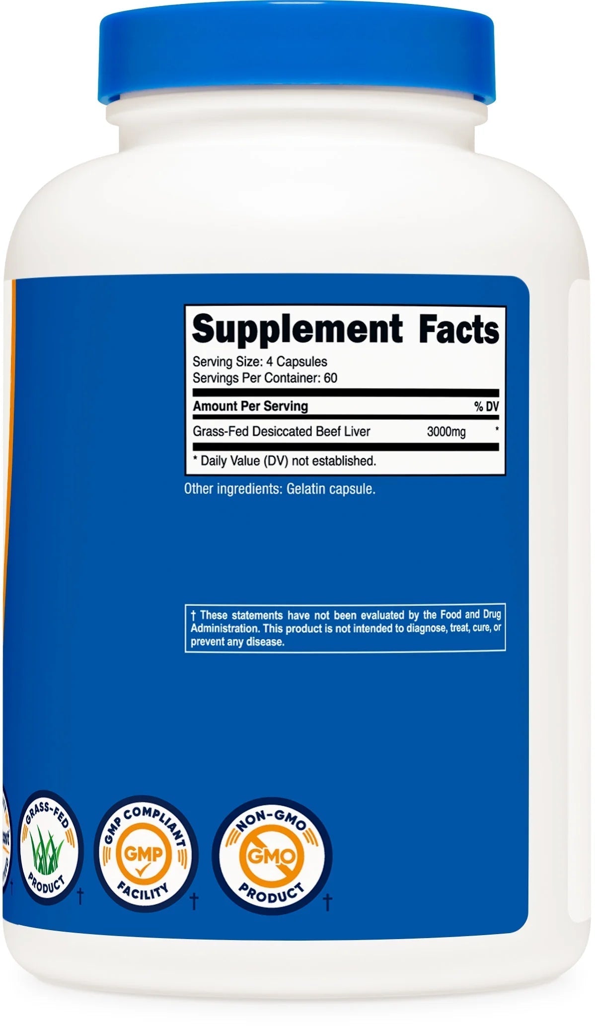 Grass Fed Desiccated Beef Liver Supplement 240 Capsules, 3000Mg (750Mg per Cap)