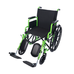 green wheelchair 16×16 with footrests, right angle view