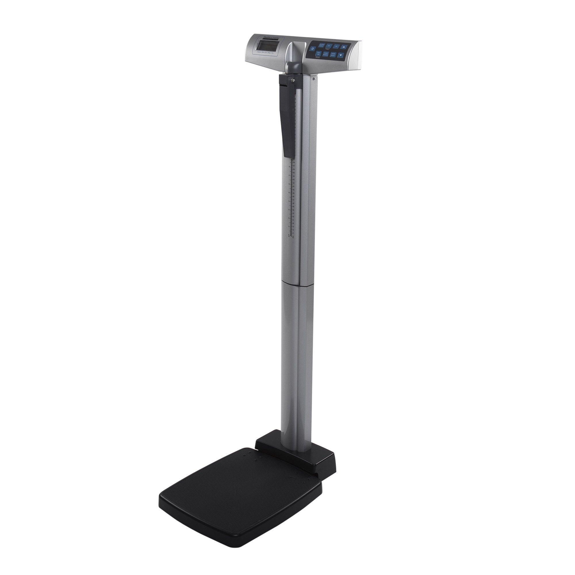 Column Scale with Height Rod Health O Meter Digital Display 660 lbs. / 300 kg Capacity Black / Gray AC Adapter / Battery Operated