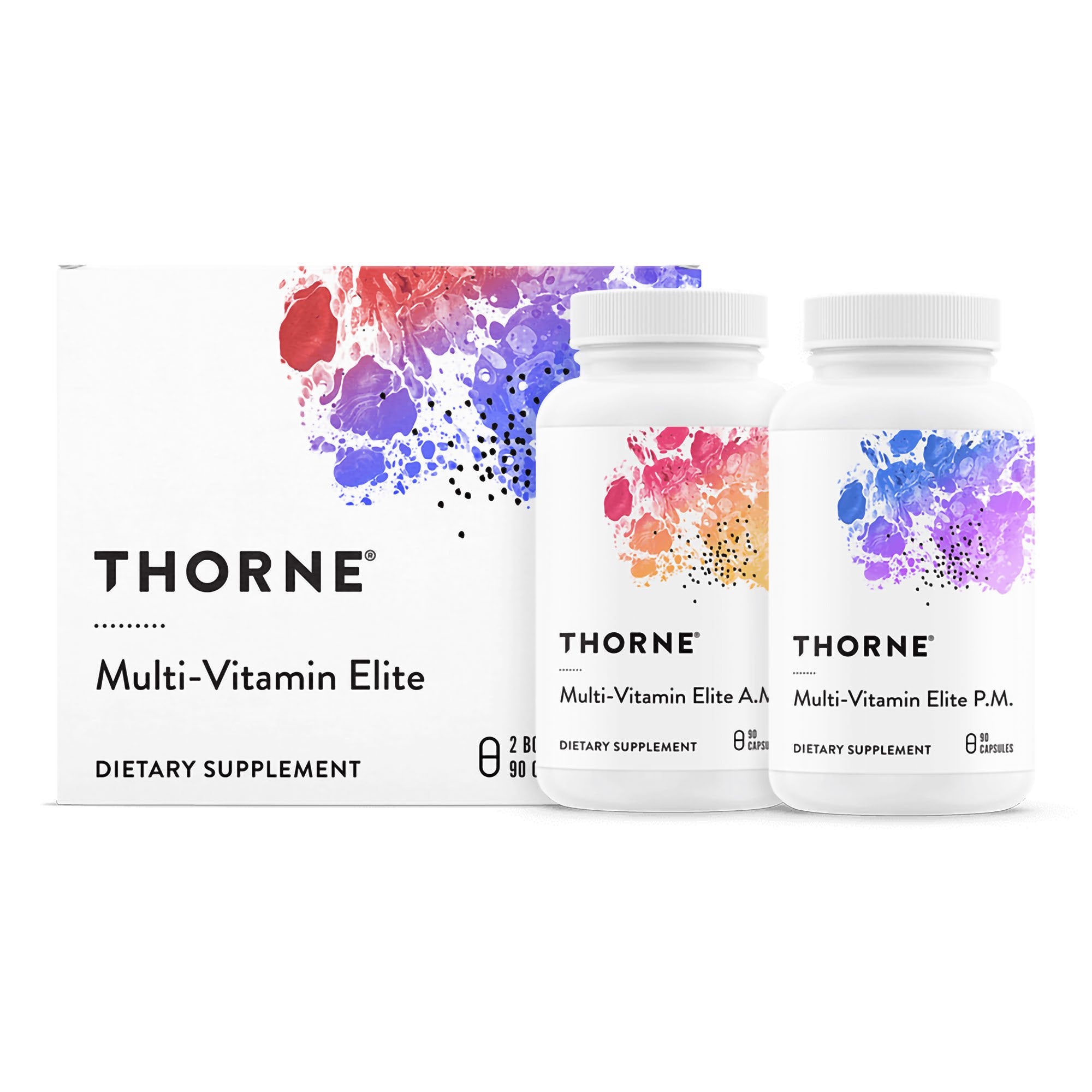 Dietary Supplement Pack THORNE Multi-Vitamin Elite Vitamin A, C, D, E, K Various Strengths Capsule 90 Per Bottle, Packaging Type- Box