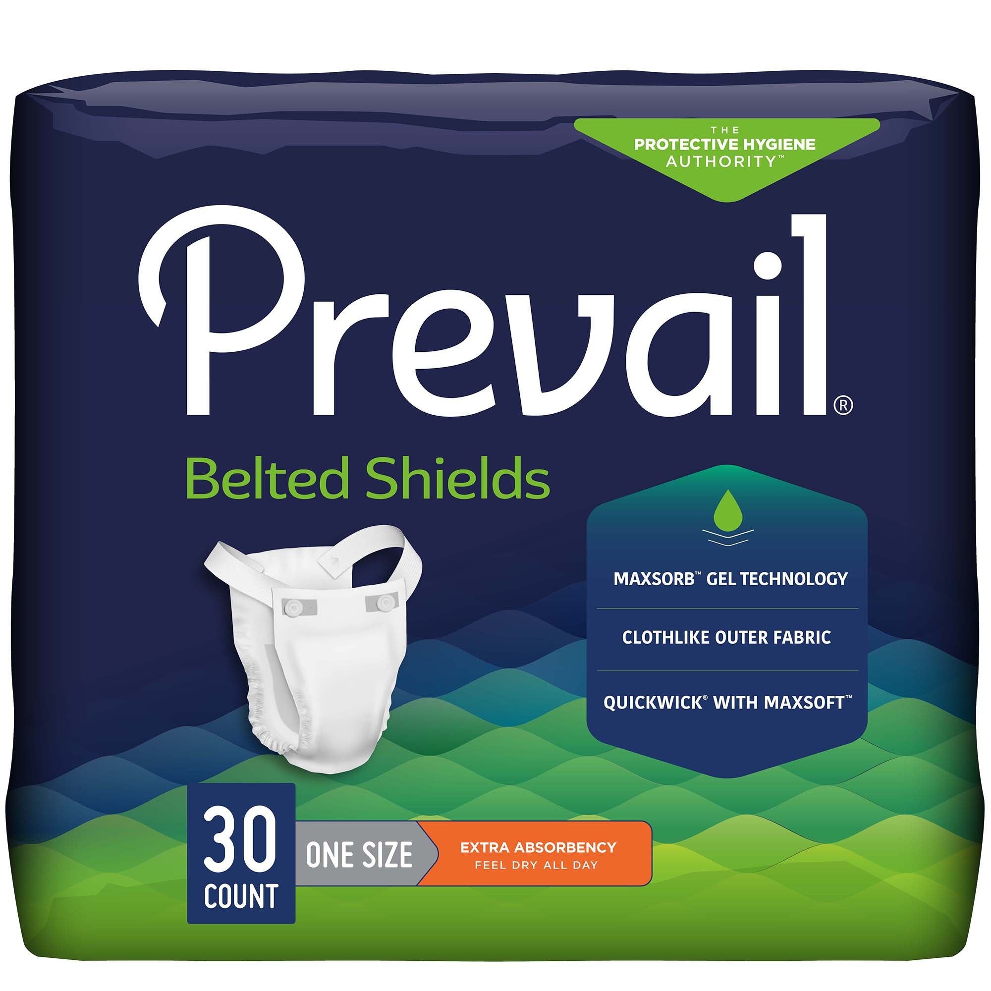 Unisex Adult Incontinence Belted Undergarment Prevail Belted Shields Belted One Size Fits Most Disposable Light Absorbency, Packaging Type- Case