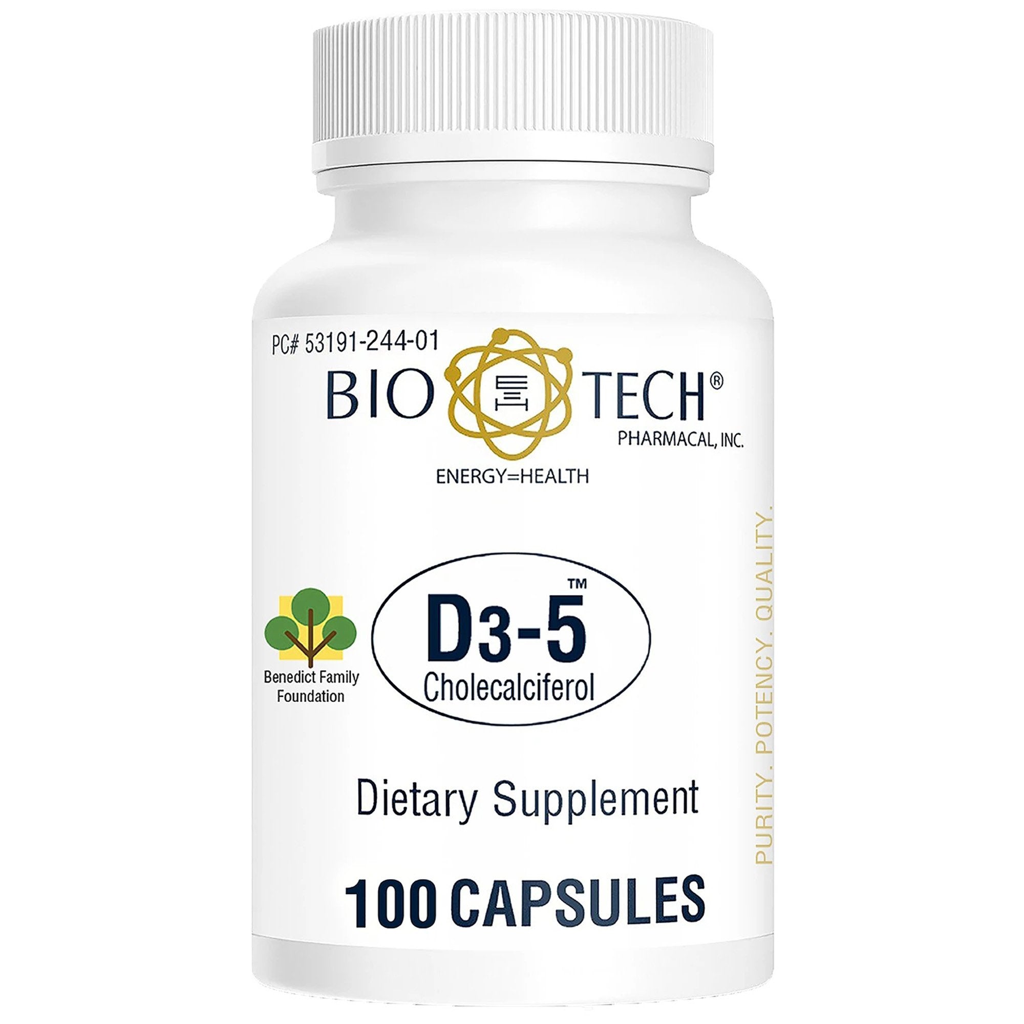 Vitamin Supplement Bio Tech™ Vitamin D3 5,000 IU Strength Capsule 100 per Bottle