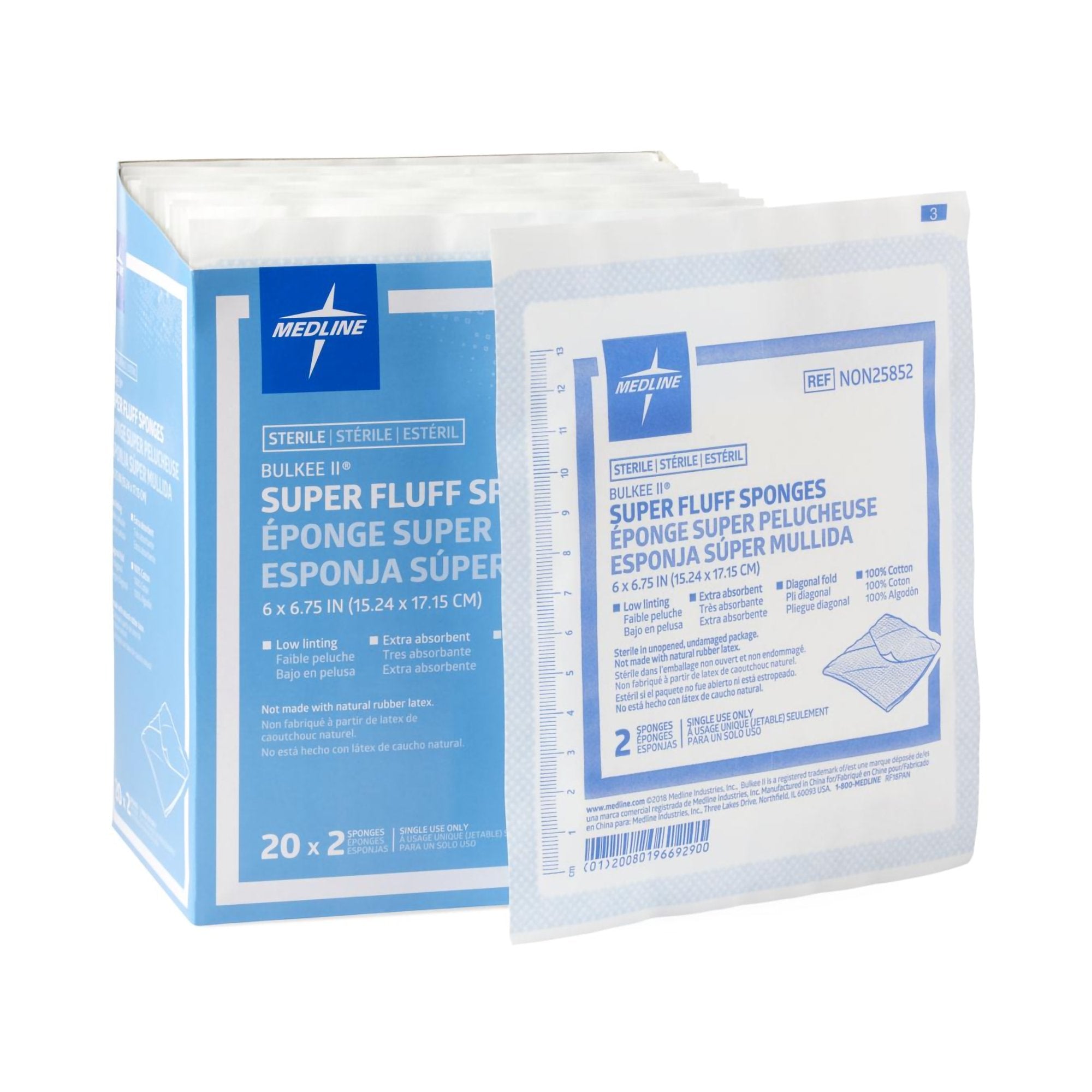 Fluff Dressing Bulkee II 6 X 6-3/4 Inch 6-Ply Sterile 2 per Pack, Packaging Type- Box