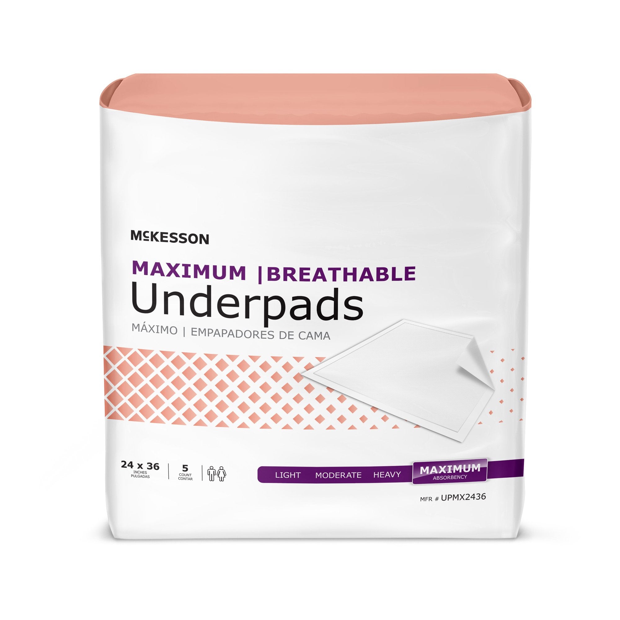 Disposable Underpad McKesson Ultimate Breathable 24 X 36 Inch Fluff / Polymer Heavy Absorbency, Packaging Type- Case