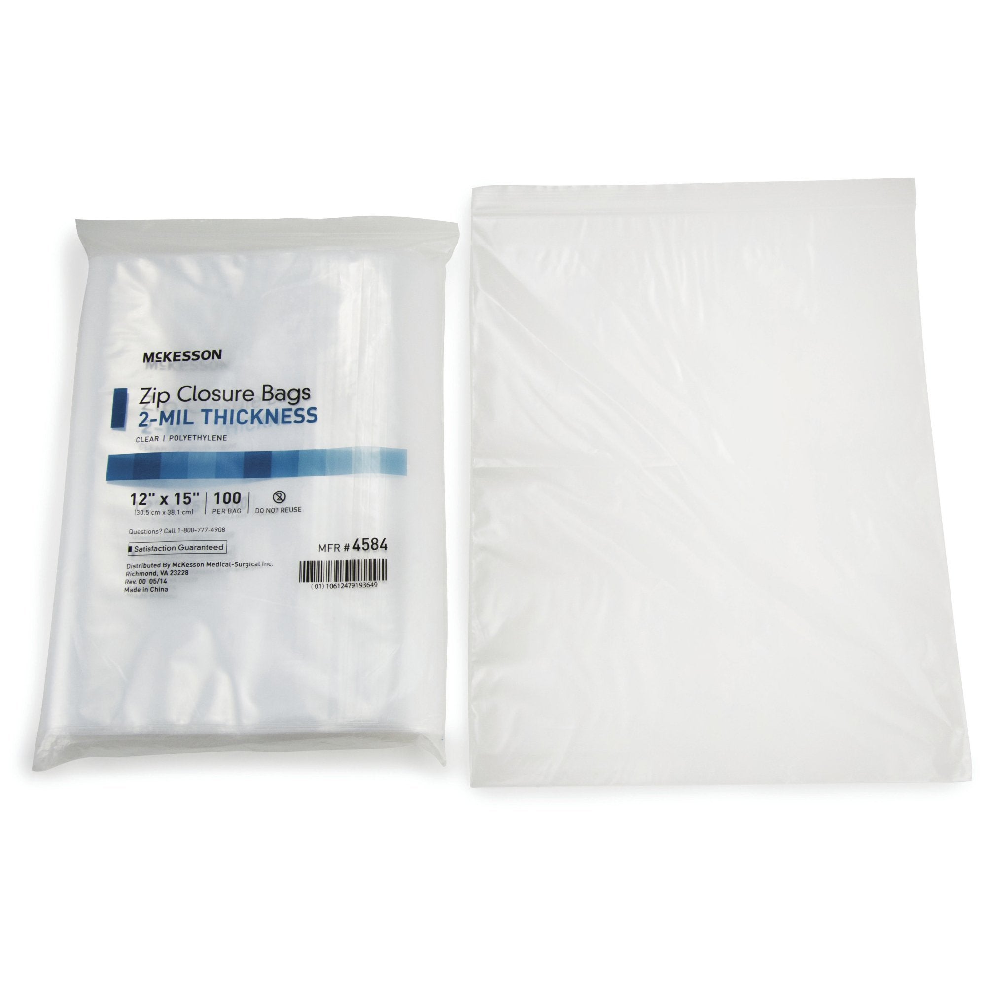 Reclosable Bag McKesson 12 X 15 Inch Polyethylene Clear Zipper Closure, Packaging Type- Case