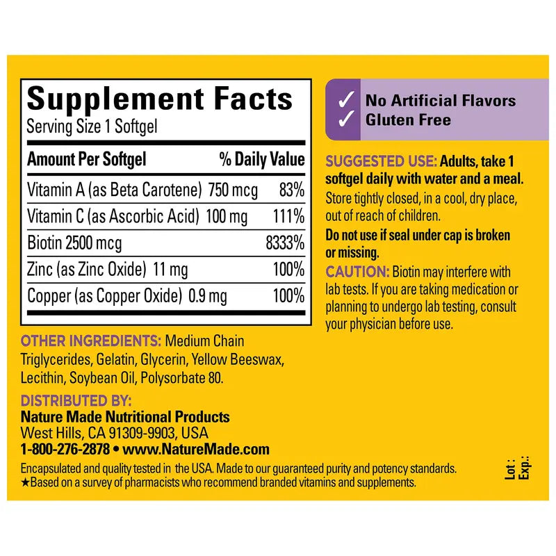 Hair Skin Nails‡ 2500 Mcg Softgels