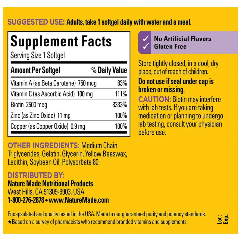 Hair Skin Nails‡ 2500 Mcg Softgels