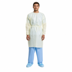 Protective Procedure Gown Halyard Tri-Layer Large Yellow NonSterile AAMI Level 2 Disposable | MED/LG(10/Pack)