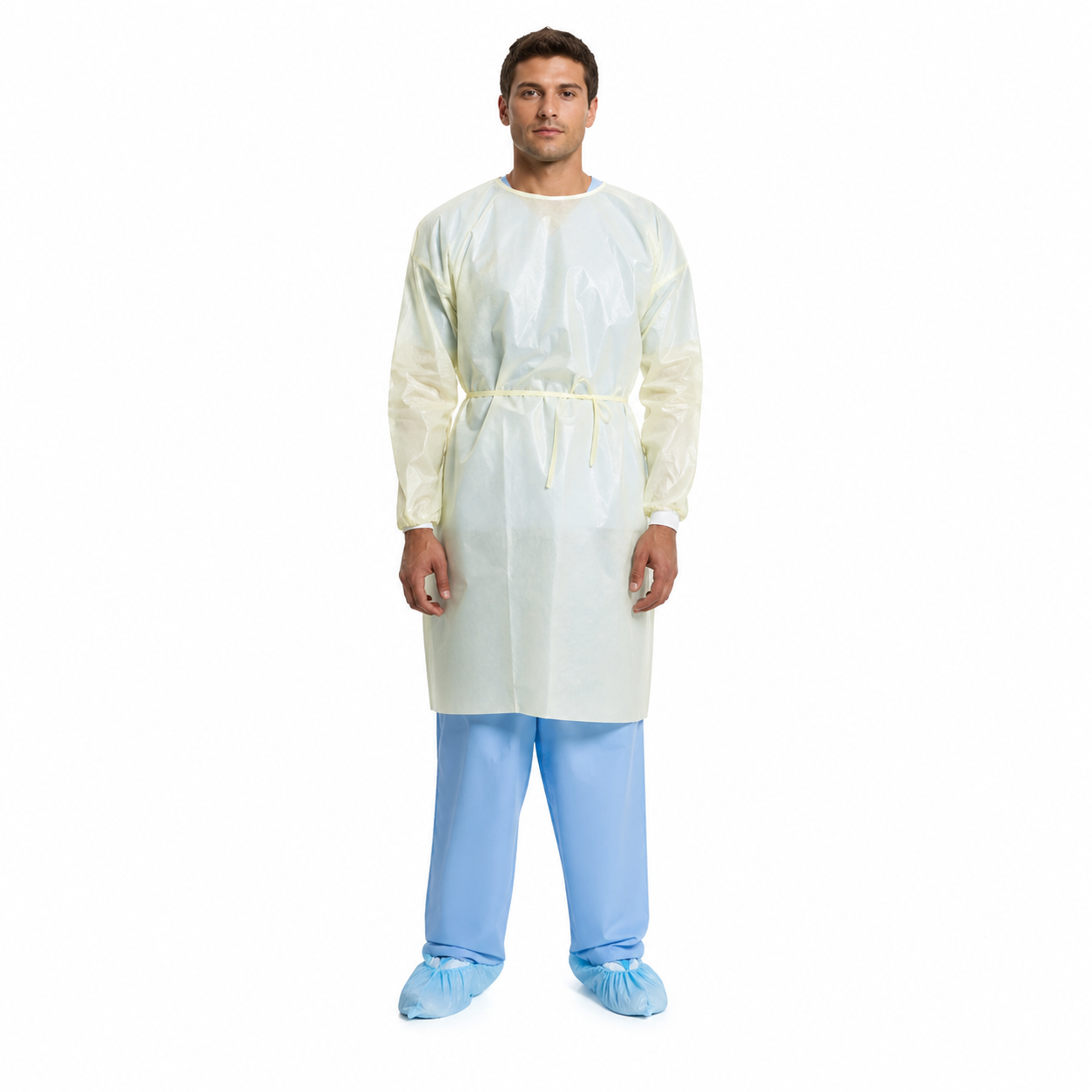 Protective Procedure Gown Halyard Tri-Layer Large Yellow NonSterile AAMI Level 2 Disposable | MED/LG(10/Pack)