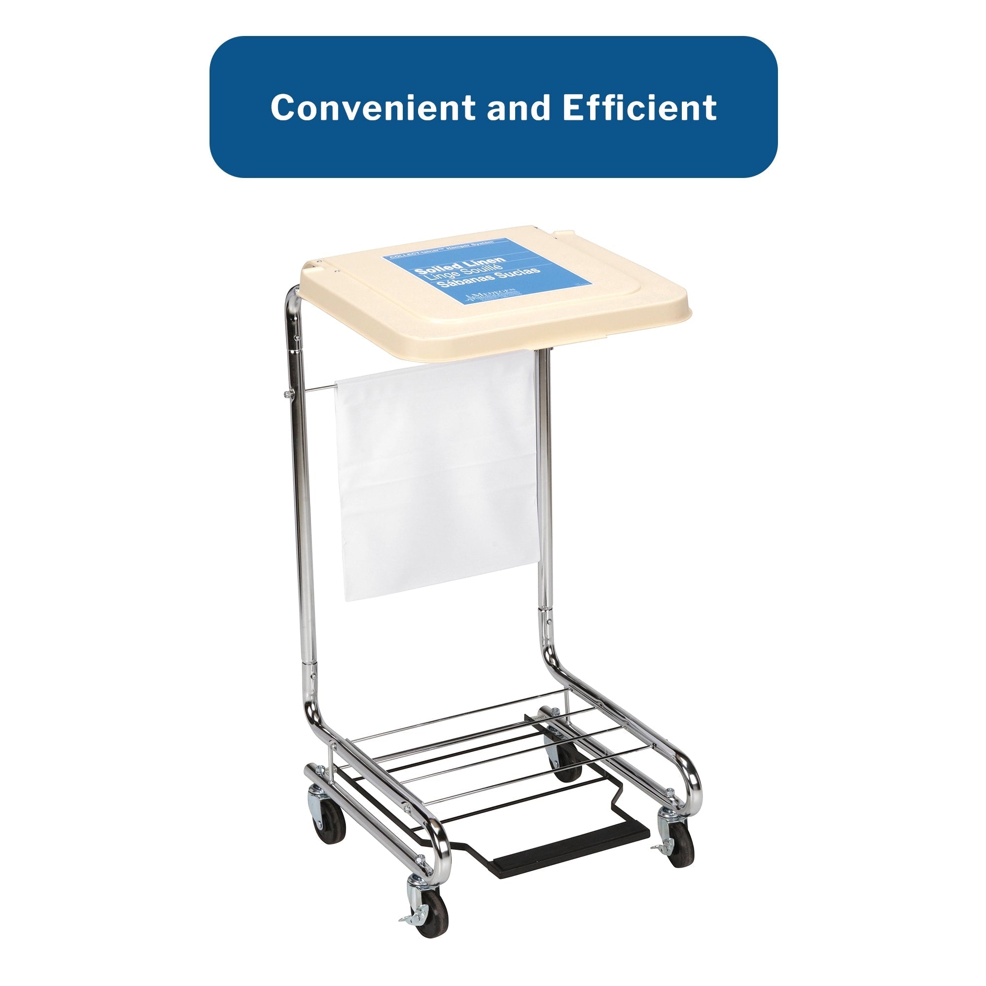 hamper stand mckesson soiled linen rectangular opening 30 to 33 gal capacity foot pedal self closing lid packaging type each