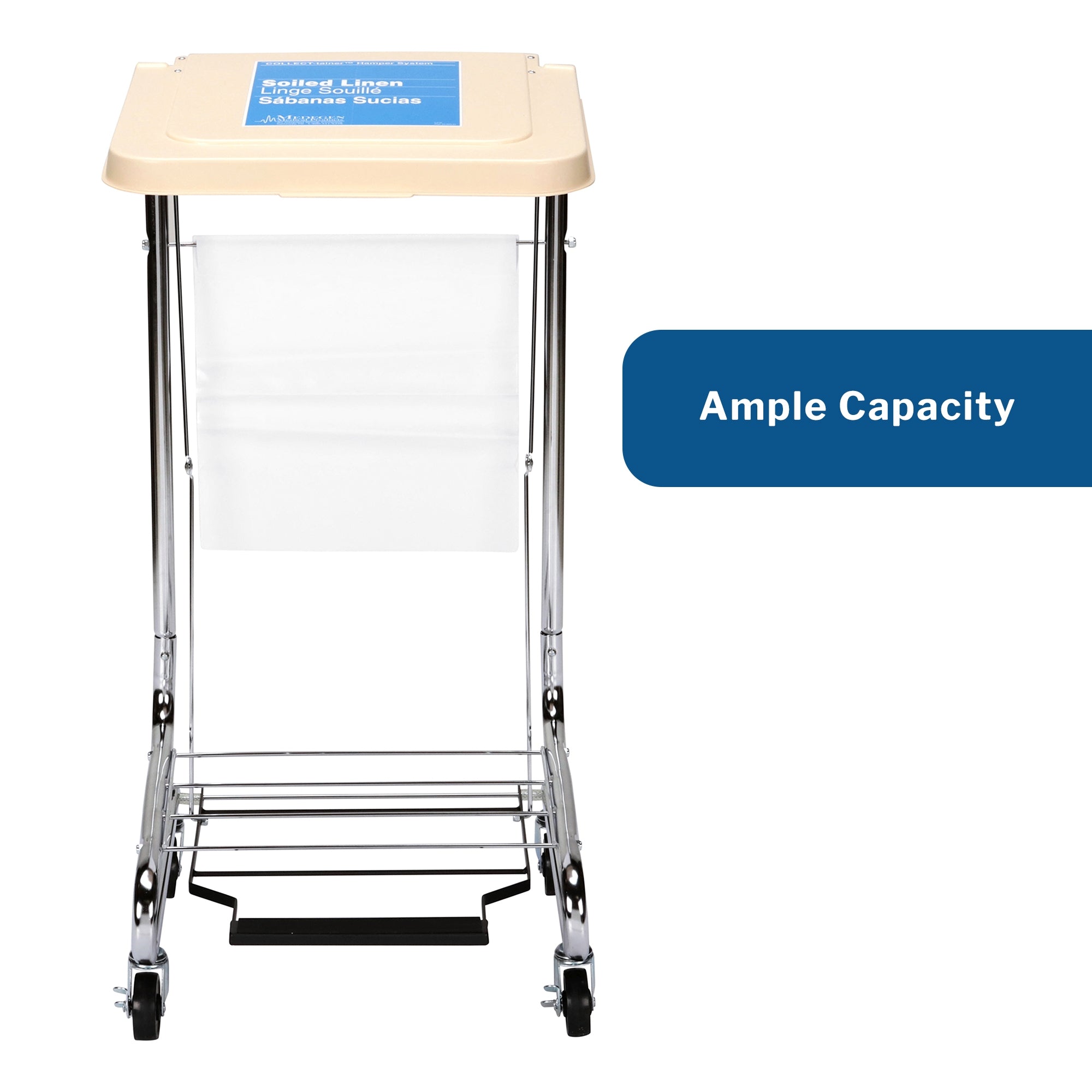 hamper stand mckesson soiled linen rectangular opening 30 to 33 gal capacity foot pedal self closing lid packaging type each