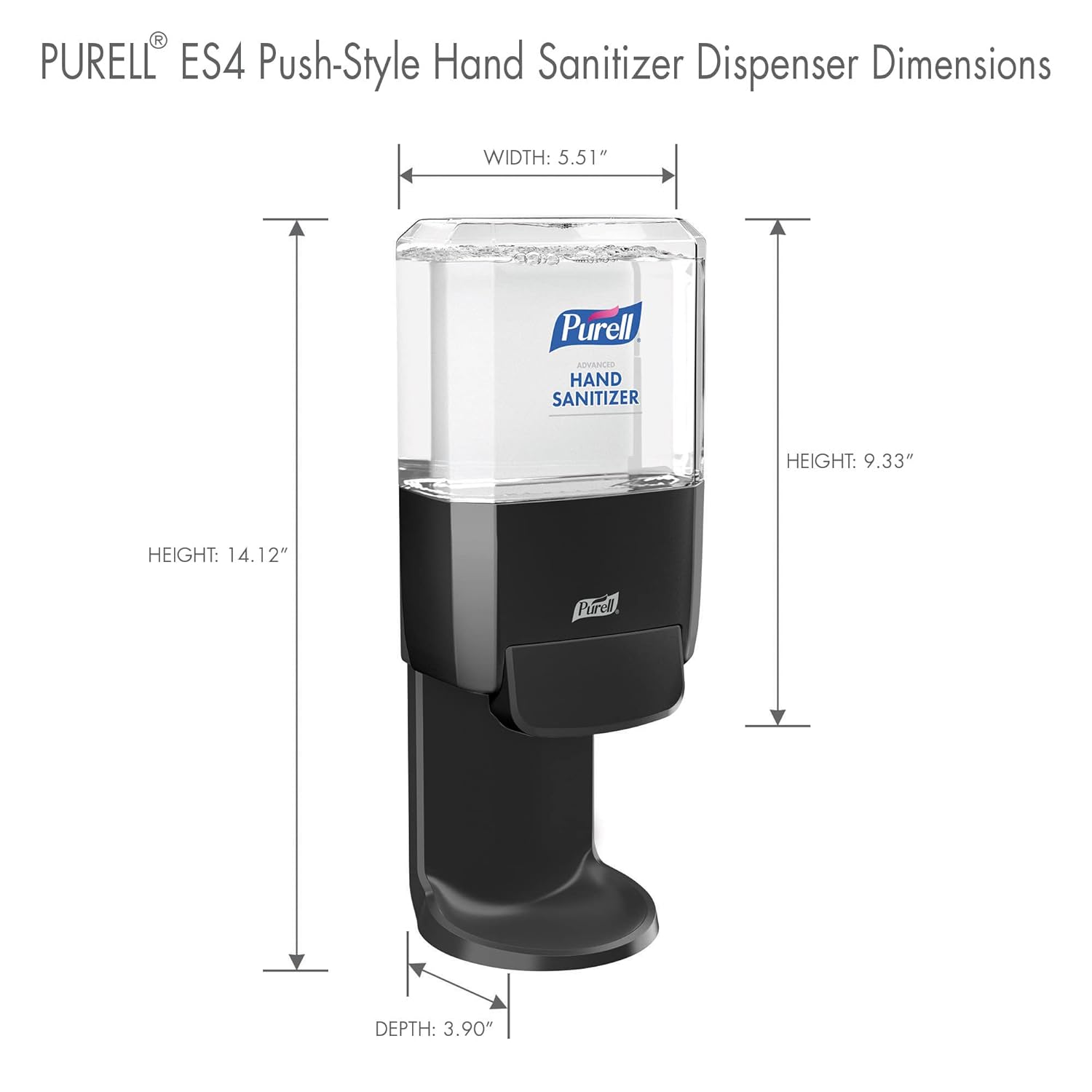 hand hygiene dispenser purell es4 graphite abs plastic manual push 1200 ml wall mount
