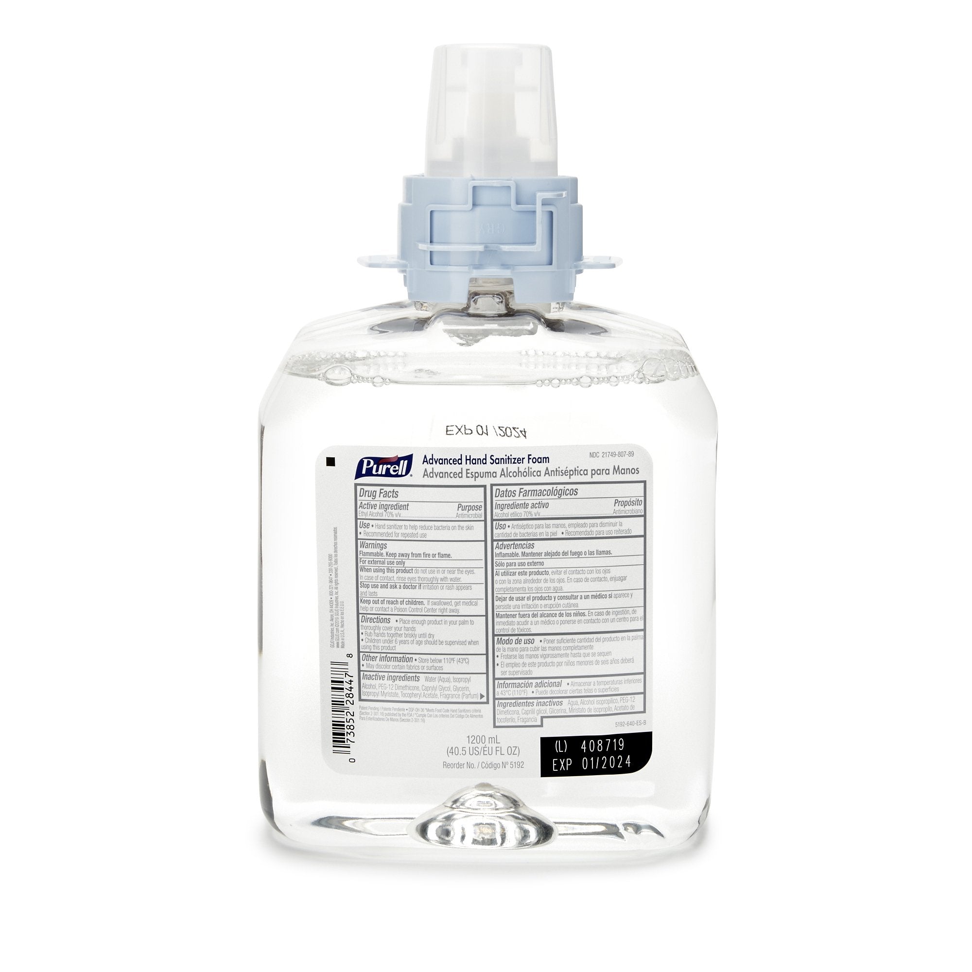 Hand Sanitizer Purell Advanced 1,200 mL Ethyl Alcohol Foaming Dispenser Refill Bottle