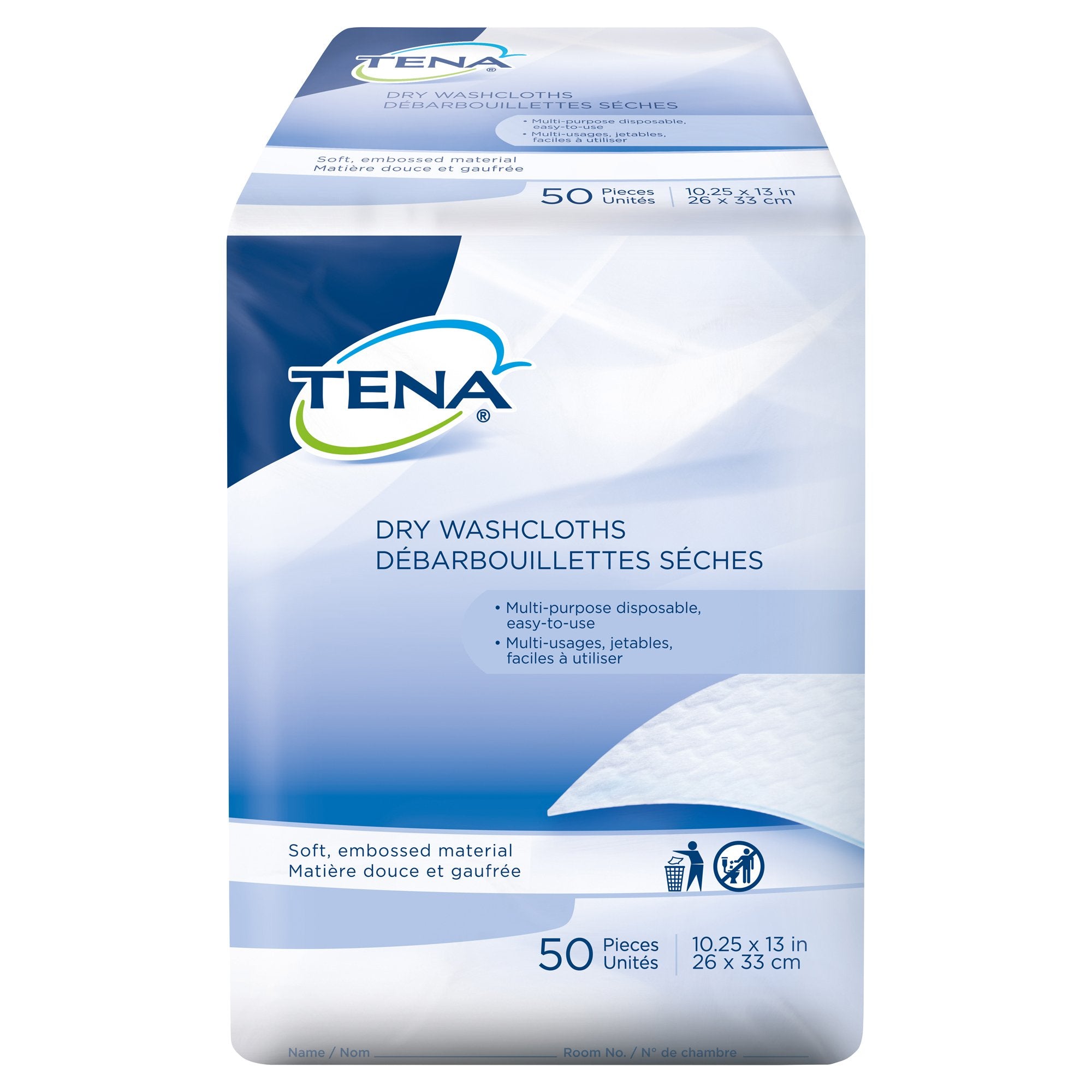 Washcloth TENA ProSkin Dry 10-1/4 X 13 Inch White Disposable, Packaging Type- Case