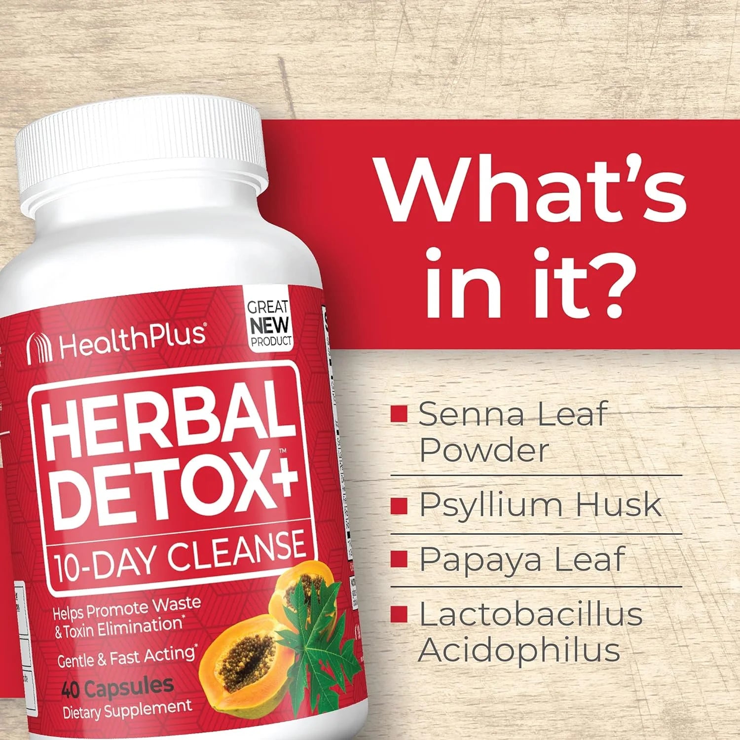 Herbal Detox+ (10 Day Cleanse), 40 Capsules, 20 Servings