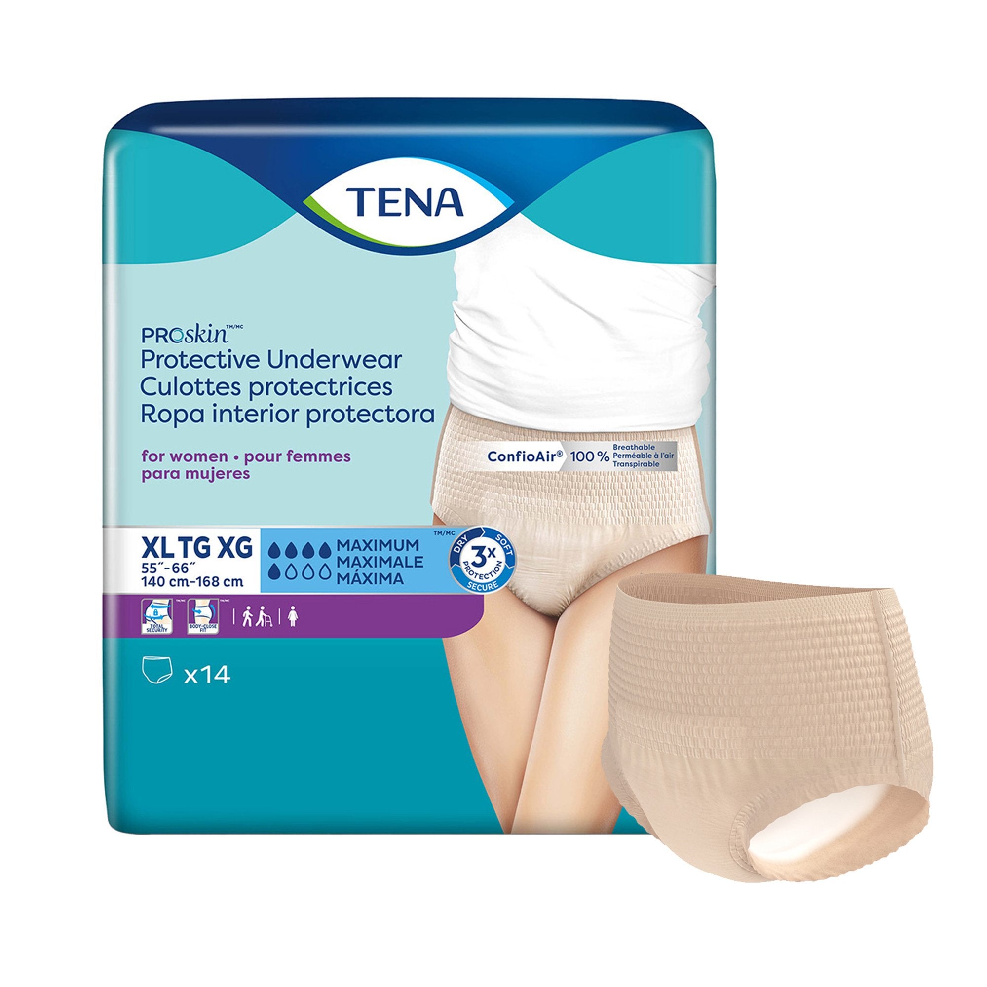 Female Adult Absorbent Underwear TENA ProSkin Protective Pull On with Tear Away Seams X-Large Disposable Moderate Absorbency, Packaging Type- Case