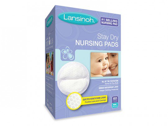 Nursing Pad Lansinoh Stay Dry One Size Fits Most Quilted Cotton Disposable, Packaging Type- Box