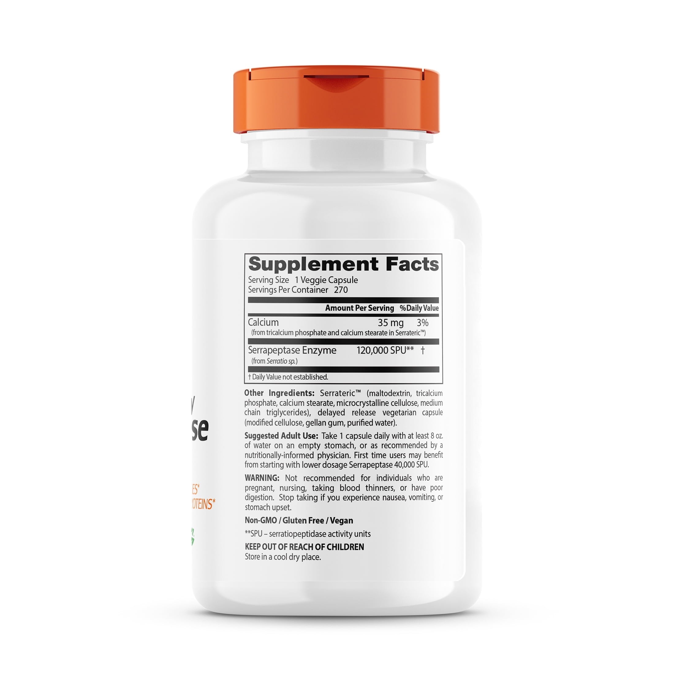 High Potency Serrapeptase, 120,000 SPU, 270 Veggie Caps